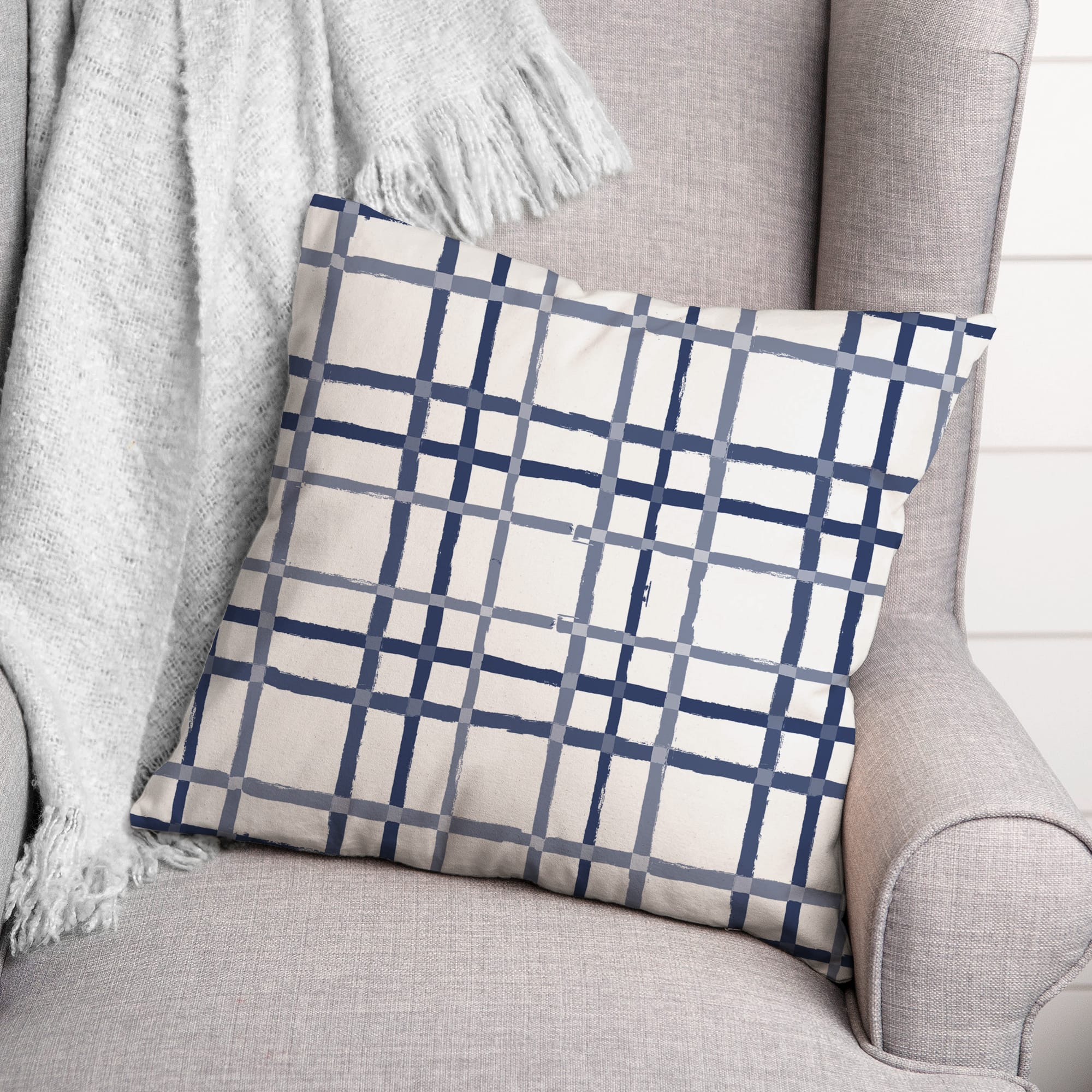Blue & Gray Plaid Pillow